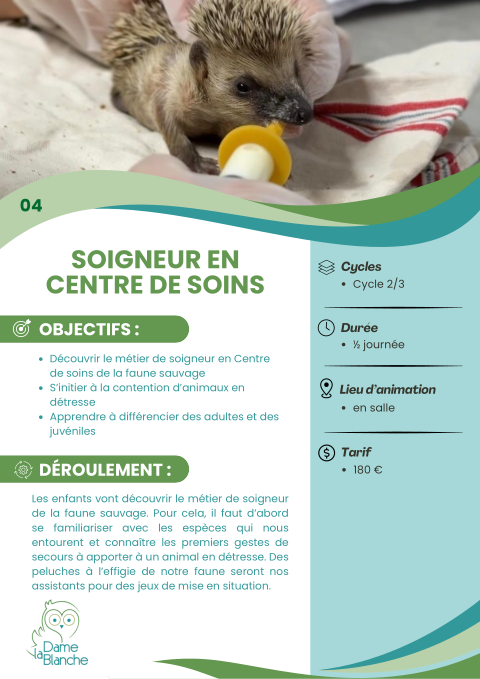 Aperçu de la fiche « Soigneur en centre de soins »